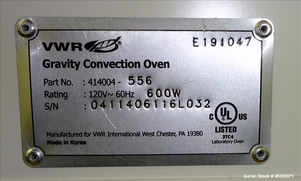 Used- VWR Gravity Convection Oven, Model 414004-556.