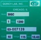 Used Quincy GC Series Lab Oven, Model 30GC, Carbon Steel. Temerature range 450 deg.f. (232 c). 1/60/115 volt, 1200 watts. Chamber 2 cubic feet, 18’’ wide x 15.63’’ tall x 12’’ deep. Hinged front door.