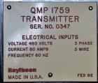 Used Stainless Steel Raytheon Radar Line Microwave Oven, Model QMP 1879B