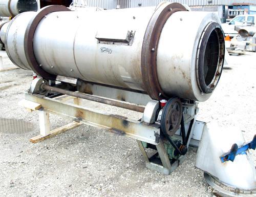 USED: Conditioning Cylinder, 304 stainless steel. 30" diameter x 8' long tube with internal pins. Feed chute, end discharge hood. Driven by a 1 hp, 3/60/230/460 volt, 1725 rpm gearmotor, ratio 11.4:1...