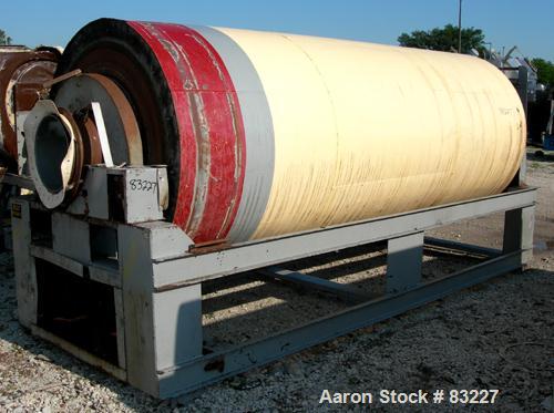 Used Rotary Air Dryer, 304 Stainless Steel. Horizontal insulated tube 60" diameter x 156" long, end feed and discharge. 5" wide internal flights. Driven by a 3 hp, 3/60/460 volt, 1765 rpm XP motor wi...