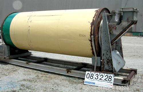USED: Rotary air dryer, 304 stainless steel. Horizontal insulated tube 60" diameter x 156" long, end feed and discharge. 5" wide internal flights. Driven by a 3 hp, 3/60/460 volt, 1765 rpm XP motor w...