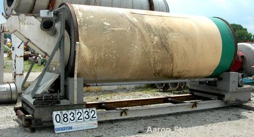 USED: Rotary air dryer, 304 stainless steel. Horizontal insulated tube 60" diameter x 156" long, end feed and discharge. 5" wide internal flights. Driven by a 3 hp, 3/60/460 volt, 1765 rpm XP motor w...