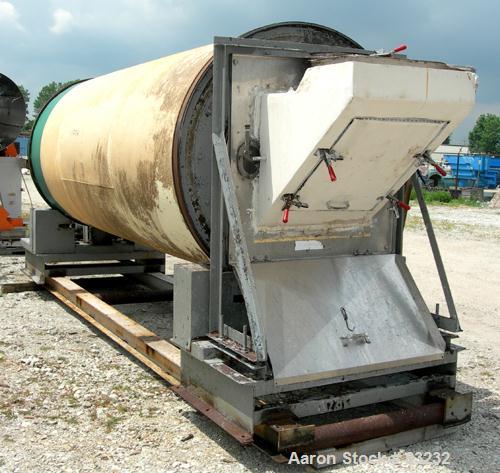 USED: Rotary air dryer, 304 stainless steel. Horizontal insulated tube 60" diameter x 156" long, end feed and discharge. 5" wide internal flights. Driven by a 3 hp, 3/60/460 volt, 1765 rpm XP motor w...