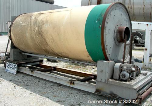 USED: Rotary air dryer, 304 stainless steel. Horizontal insulated tube 60" diameter x 156" long, end feed and discharge. 5" wide internal flights. Driven by a 3 hp, 3/60/460 volt, 1765 rpm XP motor w...