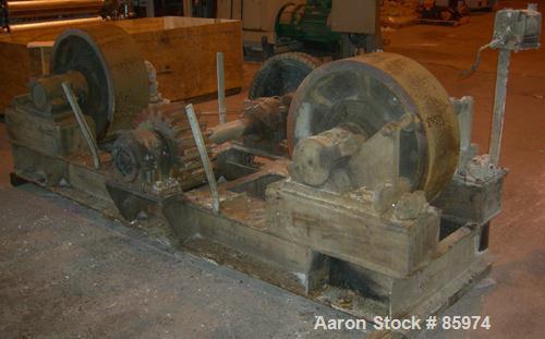 USED: (1) Set of trunnions for an approx 12' diameter x 45' longrotary dryer. Trunnion rolls 30" diameter x 11" face. Includes a20 hp, 3/60/220/440 volt, 1750 rpm motor with a Falk reducer, ratio25.8...
