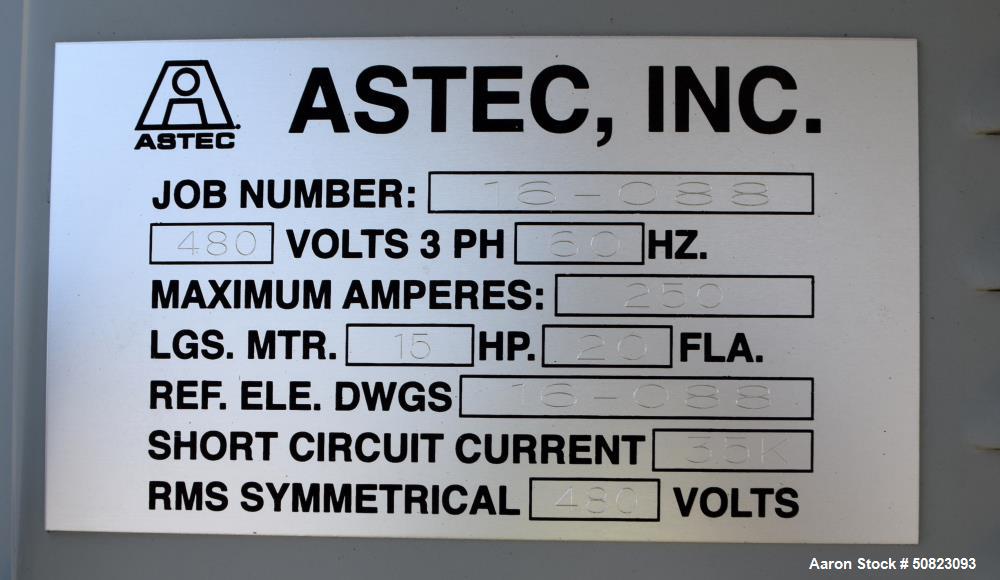 Used- Astec Rotary Tube Type Indirect Dryer, Model WPD-10829