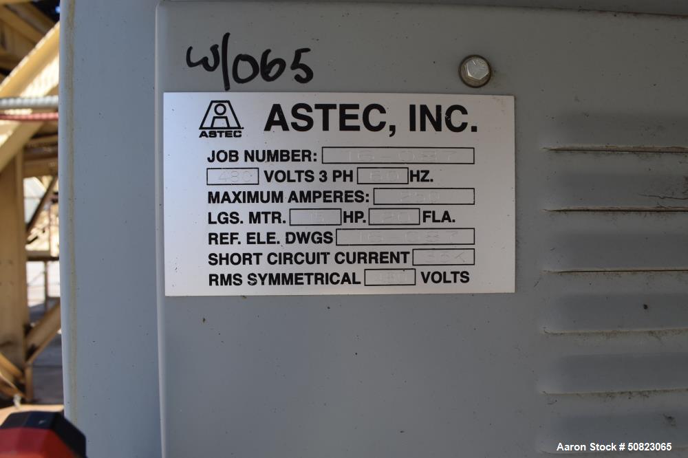 Used Astec Rotary Tube Type Indirect Dryer, Model WPD-10829