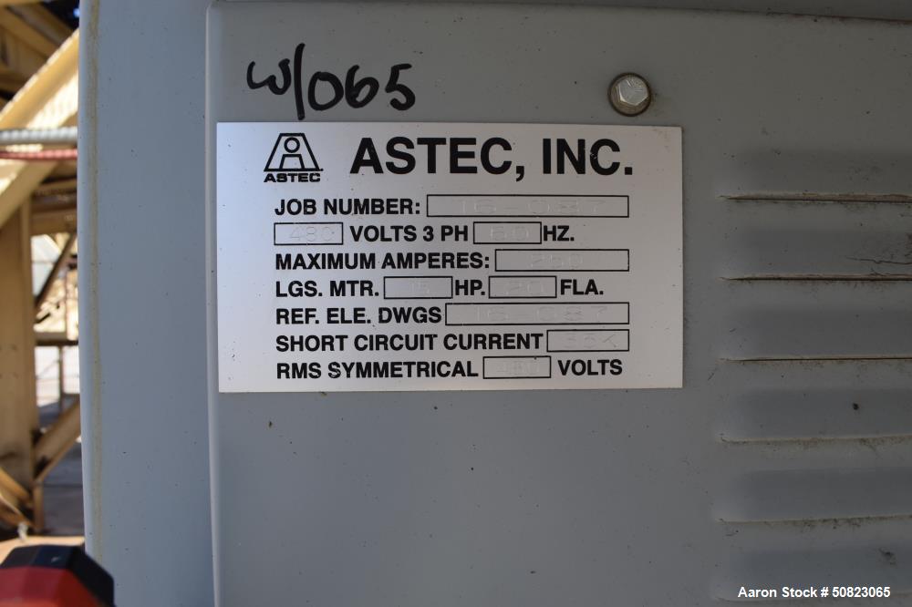 Used- Astec Rotary Tube Type Indirect Dryer, Model WPD-10829