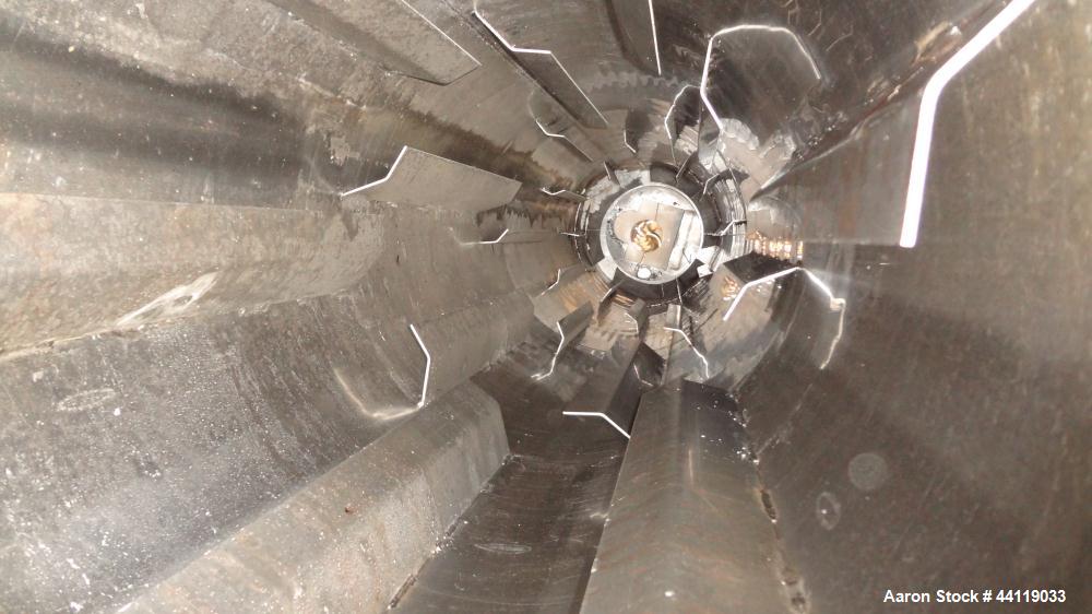 Used Bartlett-Snow Rotary Hot Air Dryer, 316 Stainless Steel. Rated approximate 1500 pounds an hour depending on product. Horizontal chamber 24" diameter x 150" long overall length. Approximate 126 l...