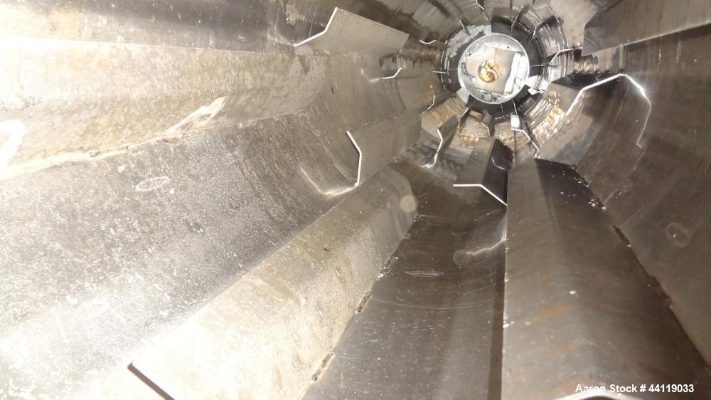 Used Bartlett-Snow Rotary Hot Air Dryer, 316 Stainless Steel. Rated approximate 1500 pounds an hour depending on product. Horizontal chamber 24" diameter x 150" long overall length. Approximate 126 l...