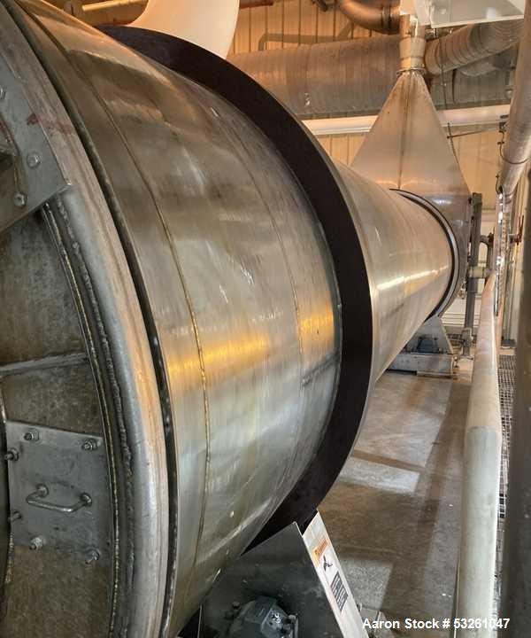 Used FMC Model EL-103 Stainless Steel Rotary Dryer – 4.5' Diameter x 20' Long Steam Heated Dryer