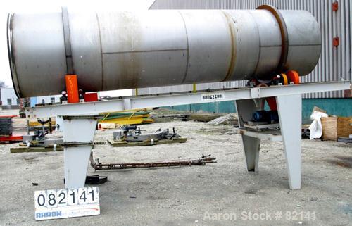 USED: Griffin and Co Conditioning Cylinder, 304 stainless steel. 48" diameter x 16' long tube with internal pins. Feed chute, end discharge hood. Driven by an approximate 1 hp, 3/60/230/460 volt, 175...
