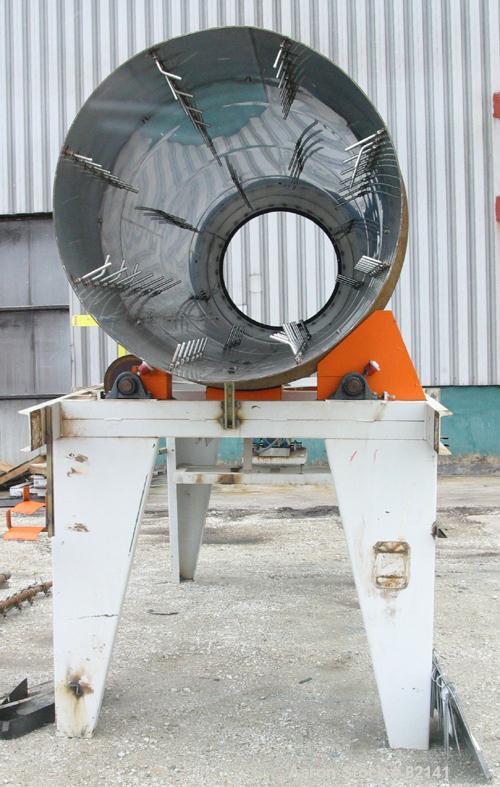USED: Griffin and Co Conditioning Cylinder, 304 stainless steel. 48" diameter x 16' long tube with internal pins. Feed chute, end discharge hood. Driven by an approximate 1 hp, 3/60/230/460 volt, 175...