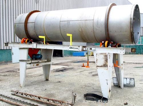 USED: Griffin and Co Conditioning Cylinder, 304 stainless steel. 48" diameter x 16' long tube with internal pins. Feed chute, end discharge hood. Driven by an approximate 1 hp, 3/60/230/460 volt, 175...