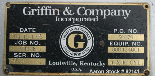 USED: Griffin and Co Conditioning Cylinder, 304 stainless steel. 48" diameter x 16' long tube with internal pins. Feed chute, end discharge hood. Driven by an approximate 1 hp, 3/60/230/460 volt, 175...