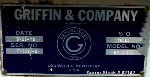 USED: Griffin and Co Conditioning Cylinder, 304 stainless steel. 24" diameter x 8' long tube with internal pins. Requires feed chute, includes end discharge hood. Driven by a 3/4 hp, 3/60/230/460 vol...