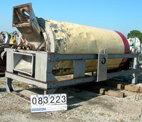 Used Rotary Air Dryer, 304 Stainless Steel. Horizontal insulated tube 60" diameter x 156" long, end feed and discharge. 5" Wide internal flights. Driven by a 3 hp, 3/60/460 volt, 1765 rpm XP motor wi...