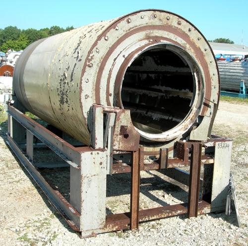 Used- Rotary Air Dryer, 304 Stainless Steel. Horizontal insulated tube 60" diameter x 156" long, end feed and discharge. 5" ...