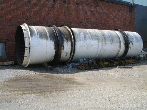 Used Standard Steel Hot Air Rotary Dryer. Approximately 8' diameter x 30' long, carbon steel. Internal flights with steam heater, dryer is rated for 25,000 lbs hour of sugar solvents, average tempera...