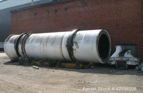 Used Standard Steel Hot Air Rotary Dryer. Approximately 8' diameter x 30' long, carbon steel. Internal flights with steam heater, dryer is rated for 25,000 lbs hour of sugar solvents, average tempera...