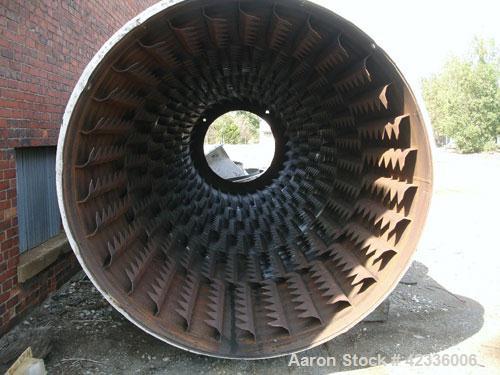 Used Standard Steel Hot Air Rotary Dryer. Approximately 8' diameter x 30' long, carbon steel. Internal flights with steam heater, dryer is rated for 25,000 lbs hour of sugar solvents, average tempera...