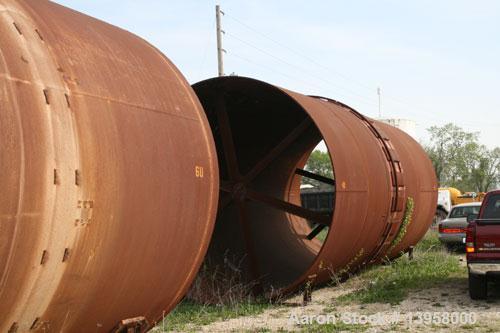 Used Rotary Kiln Shell, 12' diameter, in 4 pieces: 20', 30', 36' and 24' for a total length of 110'. Includes various kiln parts including trunions, girth gear and tire.