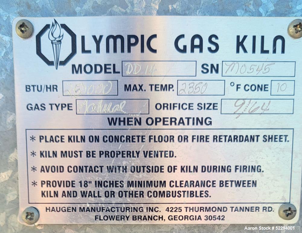 Used-Olympic 14 Cubic Feet Downdraft Natural Gas Kiln