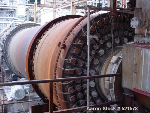 USED: Davenport rotary steam tube dryer, 9'6" diameter x 40' long.Shell 316L stainless steel, internal 317L stainless steel. Rated for250 psi @ 450 deg F. 1/4" pitch ft, counterflow. Built 1995.