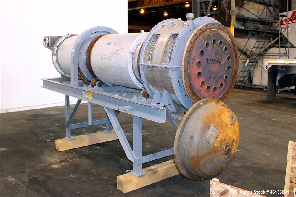 Used Hardinge Ruggles-Coles Pilot Plant Steam Tube Dryer. 304 Stainless steel 24" diameter x 128" long shell, insulated, chain driven by 1-1/2 hp, 208-230/460 volt, 1725 rpm motor attached to Reeves ...