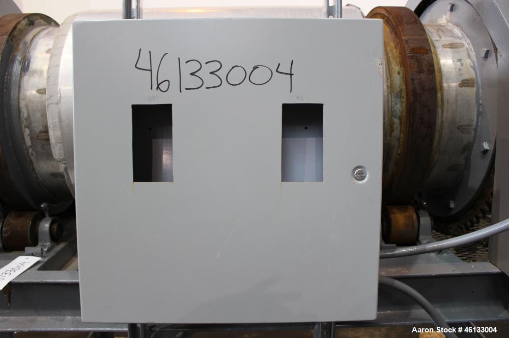 Used Hardinge Ruggles-Coles Pilot Plant Steam Tube Dryer. 304 Stainless steel 24" diameter x 128" long shell, insulated, chain driven by 1-1/2 hp, 208-230/460 volt, 1725 rpm motor attached to Reeves ...