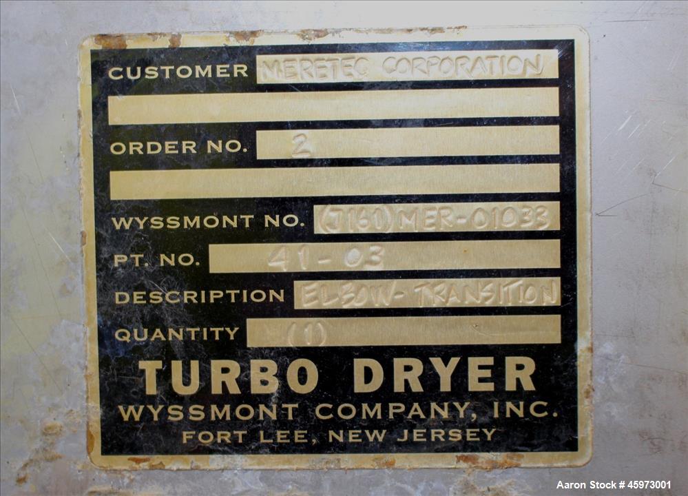 Used Wyssmont Turbo-Dryer, Model L-18, 304 Stainless Steel