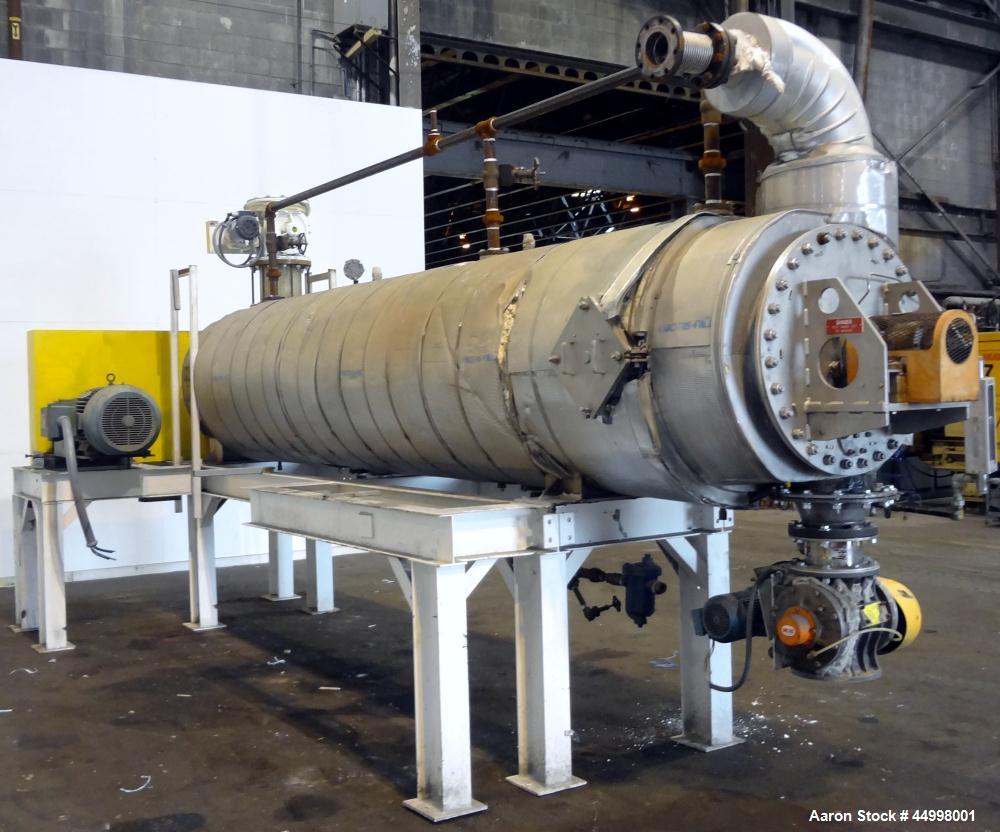 Used Hosokawa Bepex Continuous Solidaire Dryer, Model SJS30-16, 316 Stainless Steel. 30" Diameter x 16" long horizontal chamber. Internal rated 5psi at 50 to 400 degrees F, 304 stainless steel jacket...