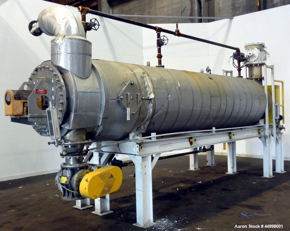 Used Hosokawa Bepex Continuous Solidaire Dryer, Model SJS30-16, 316 Stainless Steel. 30" Diameter x 16" long horizontal chamber. Internal rated 5psi at 50 to 400 degrees F, 304 stainless steel jacket...
