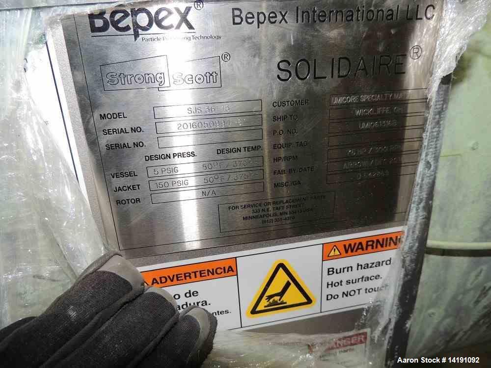 Used- Bepex Strong Scott Solidaire 304 Stainless Steel Jacketed Dryer