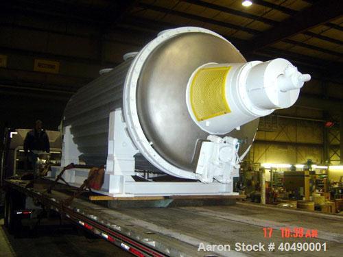 Used Buss rotary vacuum dryer, type S6300. Material of construction is 316 stainless steel on product contact parts. 304 stainless flat channel jacket. 293 cu ft (8300 liter) total capacity, 211 cu f...