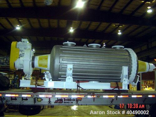 Used Buss rotary vacuum dryer, type S6300. Material of construction is 316 stainless steel on product contact parts. 304 stainless flat channel jacket. 293 cu ft (8300 liter) total capacity, 211 cu f...