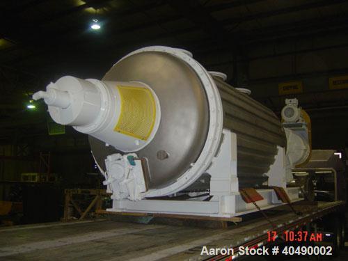 Used Buss rotary vacuum dryer, type S6300. Material of construction is 316 stainless steel on product contact parts. 304 stainless flat channel jacket. 293 cu ft (8300 liter) total capacity, 211 cu f...