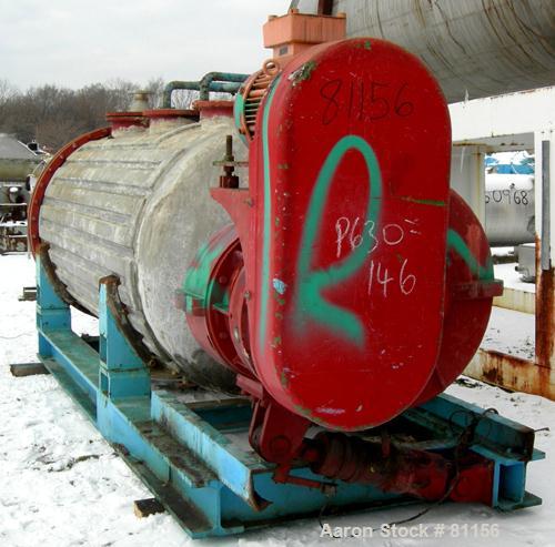 Used Buss Rotary Vacuum Dryer, Type S6300, 316 Stainless Steel On Product Contact. 304 Stainless flat channel jacket. 293 cubic feet (8300 liter) total capacity, 211 cubic feet (6300 liter) working c...