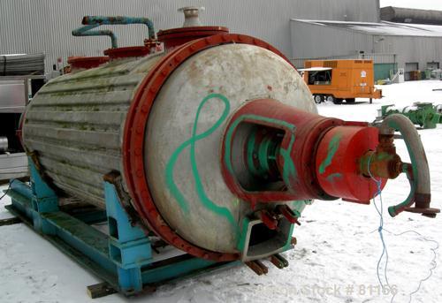 Used Buss Rotary Vacuum Dryer, Type S6300, 316 Stainless Steel On Product Contact. 304 Stainless flat channel jacket. 293 cubic feet (8300 liter) total capacity, 211 cubic feet (6300 liter) working c...