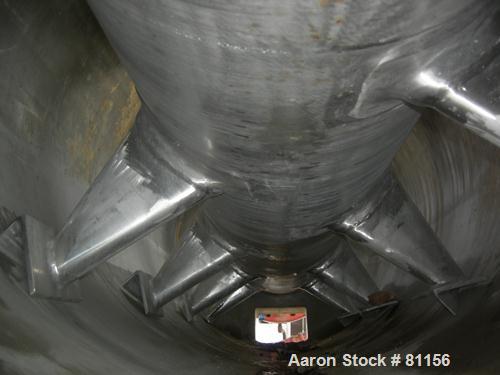 Used Buss Rotary Vacuum Dryer, Type S6300, 316 Stainless Steel On Product Contact. 304 Stainless flat channel jacket. 293 cubic feet (8300 liter) total capacity, 211 cubic feet (6300 liter) working c...