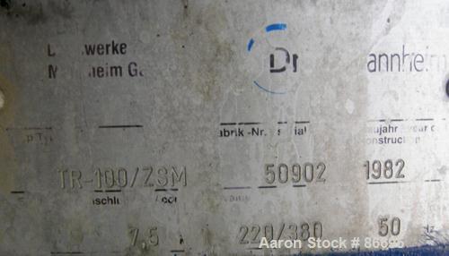 Used Stainless Steel Draiswerke Turbulent Plow Mixer/Reactor, Type TR-100/ZSM