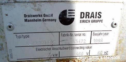Used- Draiswerke, All in One Reactor. 1996 yr, Type K-TR160FM1, 20" diameter x 60" long, 30 Kw, 40 hp 230/460v, MAWP 2175. F...
