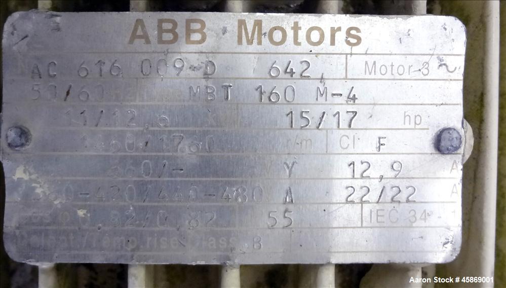 Used E. Bachiller Plow Mixer Dryer, 10.6 Cubic Feet (300 Liter), Model MMT 300, 304 Stainless Steel. Jacketed mixing chamber approximate 26" diameter x 33" long. Internal rated atmospheric at 212 deg...