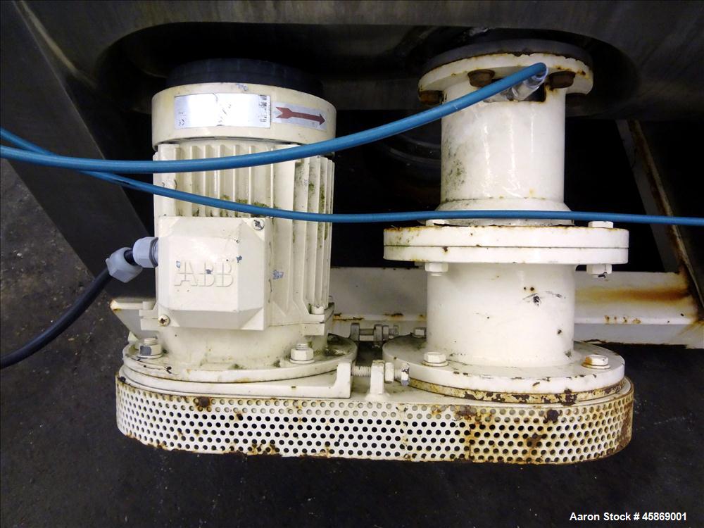 Used E. Bachiller Plow Mixer Dryer, 10.6 Cubic Feet (300 Liter), Model MMT 300, 304 Stainless Steel. Jacketed mixing chamber approximate 26" diameter x 33" long. Internal rated atmospheric at 212 deg...
