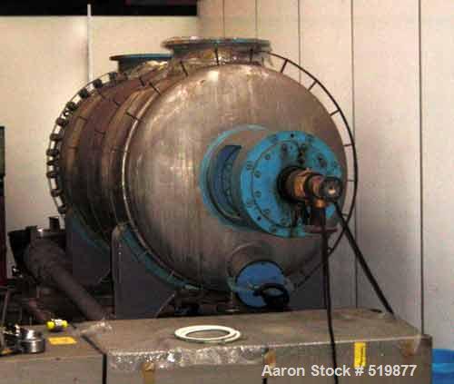 USED: Giovanola rotary vacuum dryer (2500 liter) 88.3 cu ft workingcapacity, 316 stainless steel (V4A), horizontal. 49.2" diameter x7'8" straight side (1260mm diameter x 2395mm straight side). Dished...