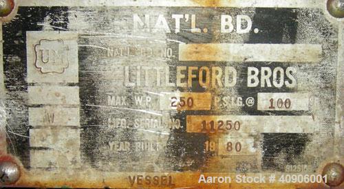Used Littleford Polyphase Mixer Reactor Dryer, Model DVT-130. 304 stainless steel. 4.6 cubic feet total capacity, 2.8 cubic feet working.  Approximately 20" diameter x 24" long.  4" diameter shaft wi...
