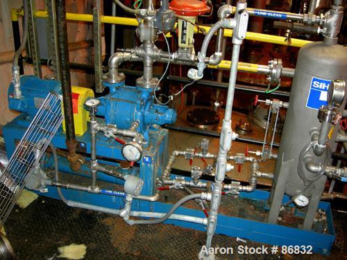 USED: Littleford plow mixer/dryer, model FKM1200D, stainless steel. 26 cubic feet working capacity, 43.4 total. Jacketed chamber approximately 32" diameter x 96" long. Internal rated FV at 320 deg F,...