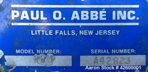 Used Paul O Abbe Rota-Blade Vacuum Dryer, Model Size RBM, 8.1 cubic feet working capacity, 13.5 total, 304 stainless steel. 24" Diameter x 61-1/4" long retractable horizontal chamber rated full vacuu...