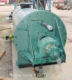 Used Stokes Rotary Vacuum Dryer, Model 900-059-050, 53 Cubic Feet Working Capacity (106 Total), 304 Stainless Steel. 3' diameter x 15' long. Flat bolted ends. Jacketed 50 psi @ 300 deg F. Internal FV...